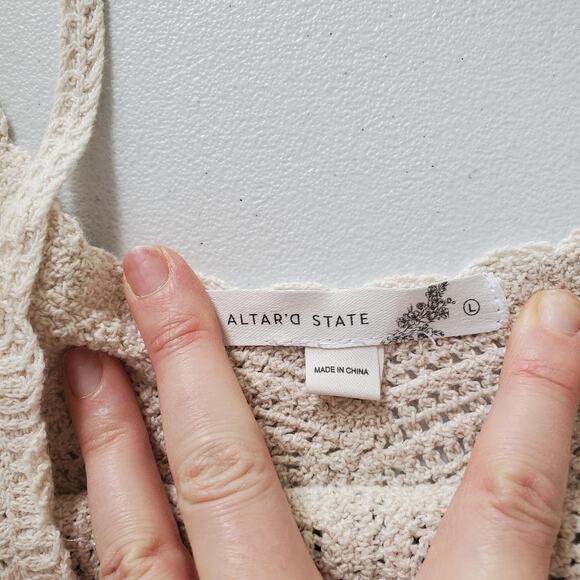 Altar'd State Shirt Womens Large Crochet Embroidered Peplum Tank Cami MCW9384 - Picture 5 of 8